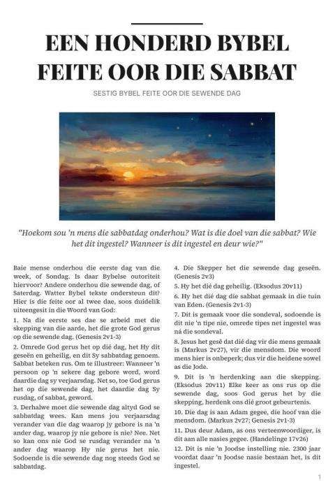 Cover of the tract Sabbat Vraag