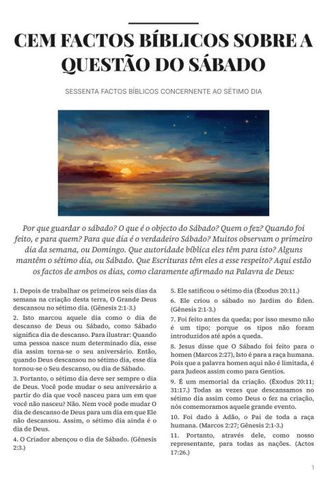 Cover of the tract Questão do Sábado