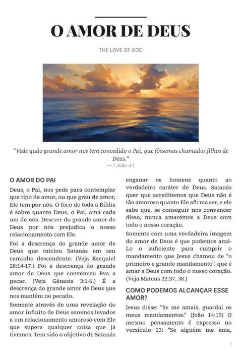Cover of the tract O Amor de Deus