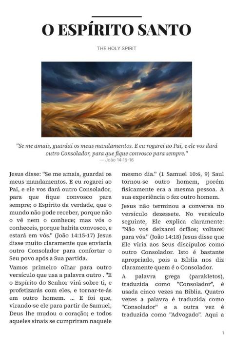 Cover of the tract O Espírito Santo
